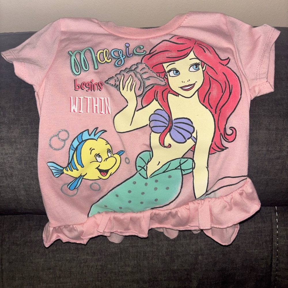 Disney Pink Ariel & Flounder Short Sleeve Tee